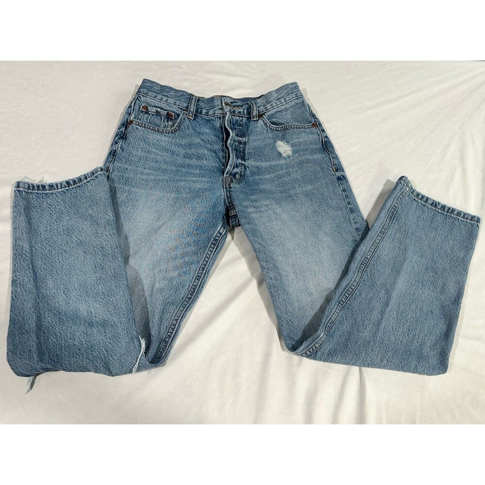 Aeropostale 90s Y2K High Rise Straight Leg Jeans Size 2, 26 Waist, Distressed